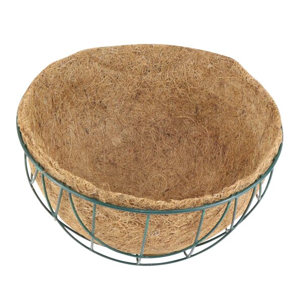 ProFlora® Drahtkorb mit Kokoseinlage als Blumenampel - 3teiliges-Set Drahtkorb, Kette und Einlage grün Ø 25cm