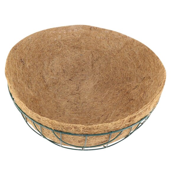 ProFlora® Drahtkorb mit Kokoseinlage als Blumenampel - 3teiliges-Set Drahtkorb, Kette und Einlage grün