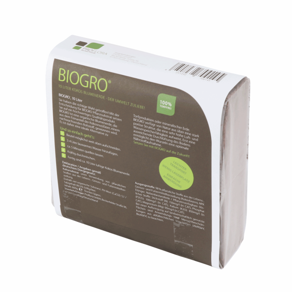 BioGro® Kokosfaser Ziegel im Quellbeutel 600g ergibt je ca. 10 Liter torffreie Blumenerde 12 Stück