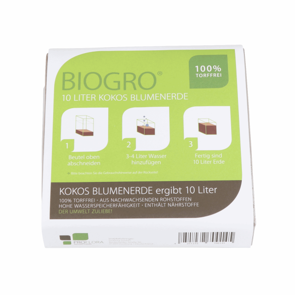 BioGro® Kokosfaser Ziegel im Quellbeutel 600g ergibt je ca. 10 Liter torffreie Blumenerde